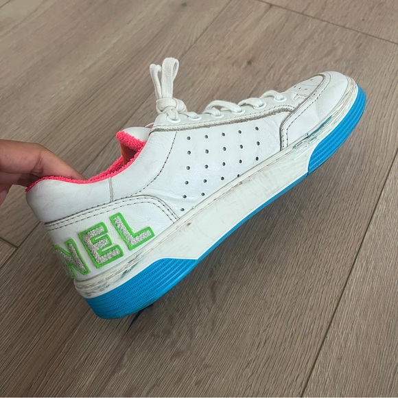 RARE Chanel Neon Sneakers - Blue Pink Yellow 37 with box - Picture 9 of 11